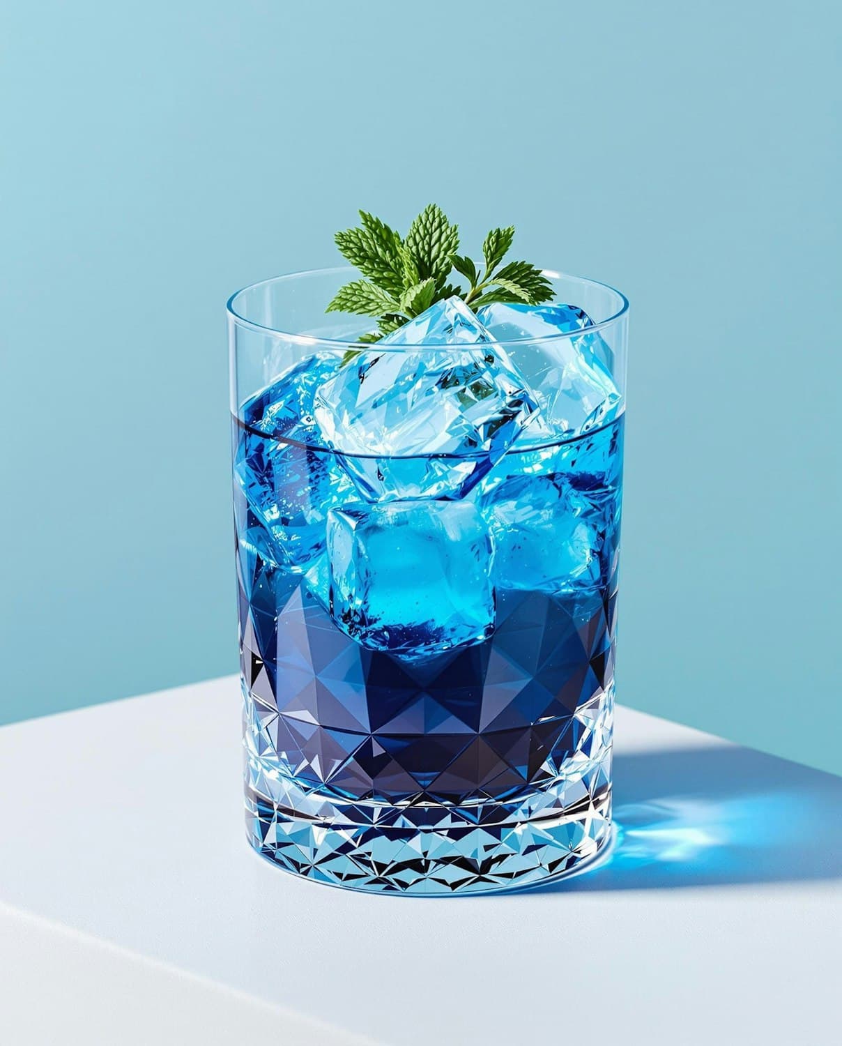 Blue lagoon mojito with ice