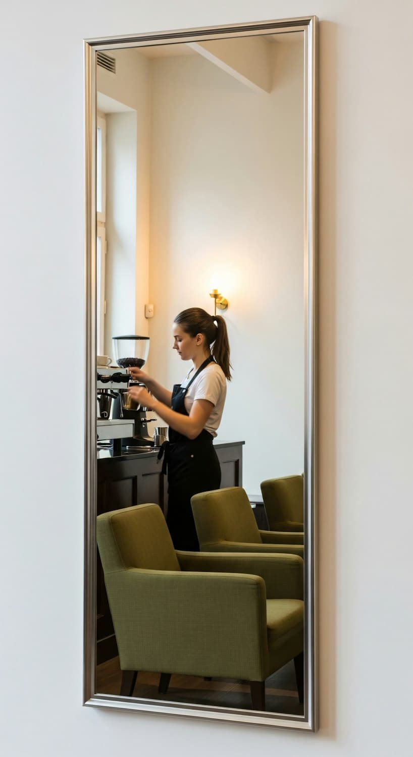 Barista preparing coffee in a warmly lit café
